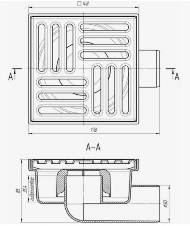 Трап гориз. D50 чугун. 150*150 (1500кг) от интернет-магазина stmaster54.ru
