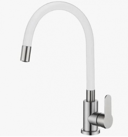 Смеситель для кухни с гибким изливом Laute T40193В (белый) от интернет-магазина stmaster54.ru