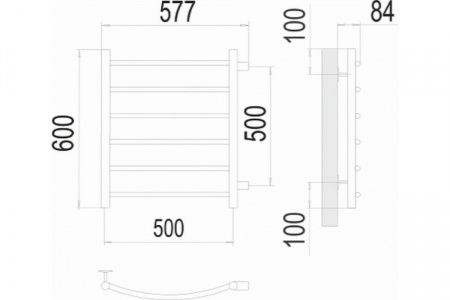 Полотенцесушитель TERMINUS Классик 500х600 (низ, П6, нерж) от интернет-магазина stmaster54.ru