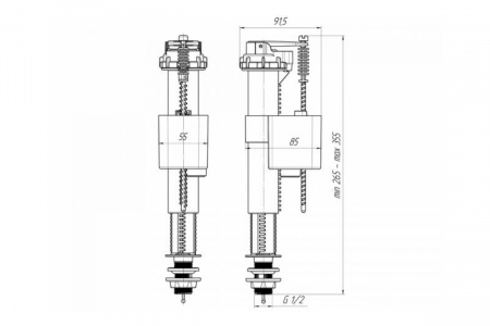 Клапан д/унитаза 1/2" (верт.) пластик (WC 5510) от интернет-магазина stmaster54.ru