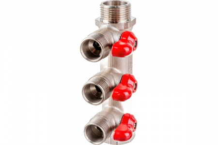 Коллектор с отсекающими кранами 3/4" 3выхода 1/2 Pro Aqua от интернет-магазина stmaster54.ru