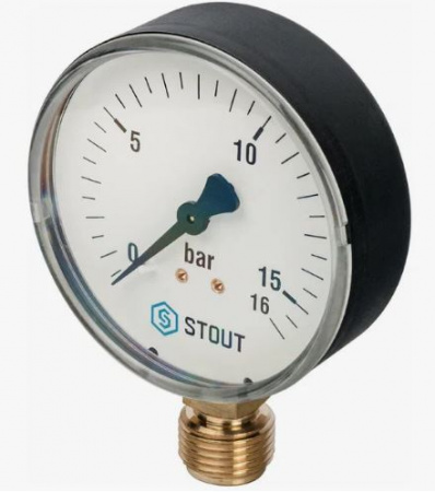 Термоманометр радиальный STOUT 1/2" 6бар 120С (корпус Dn80) от интернет-магазина stmaster54.ru